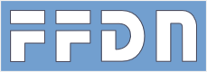 Federation fdn logo depicting the letters FFDN in blue