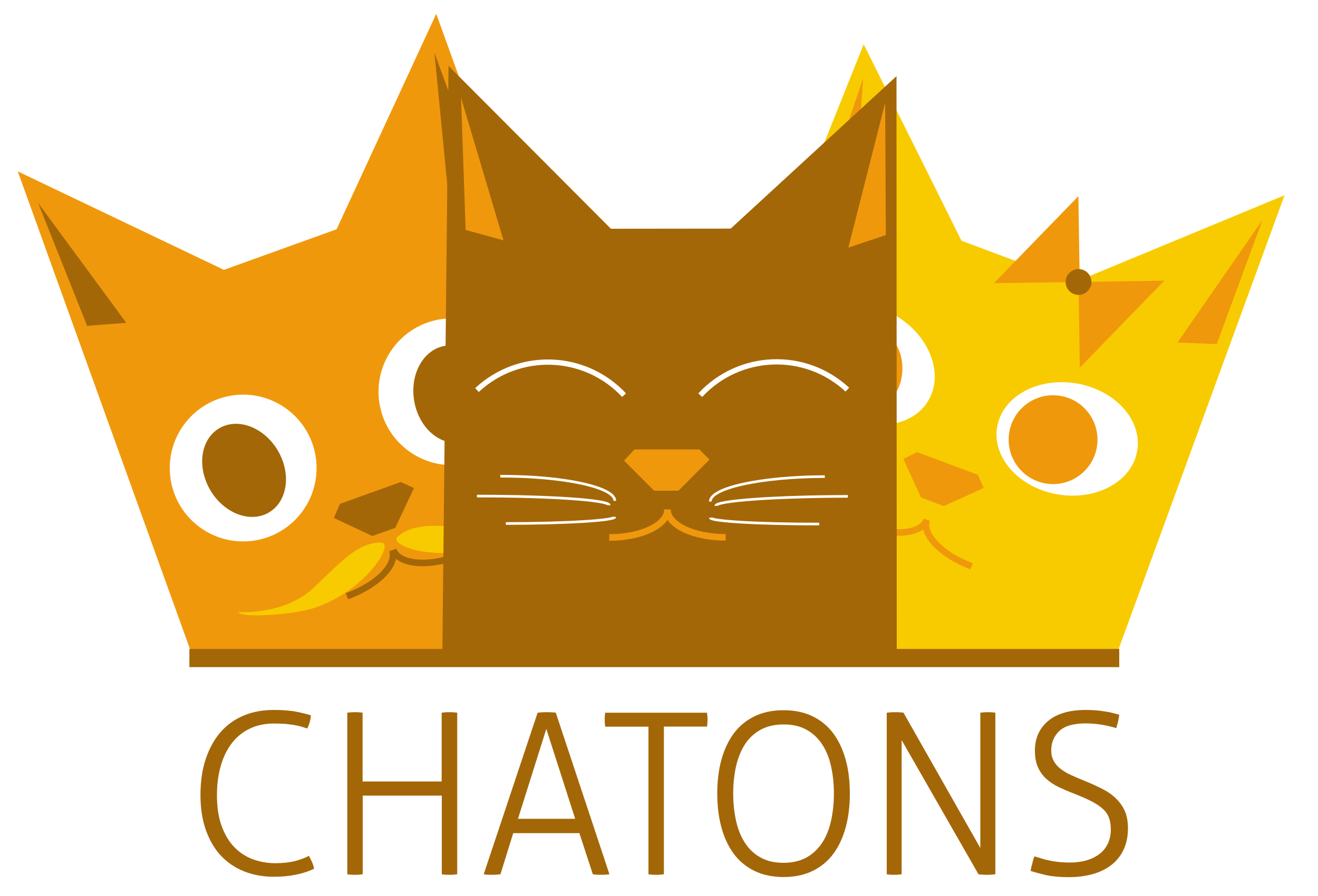 Kittens logo depicting 3 cat heads in yellow